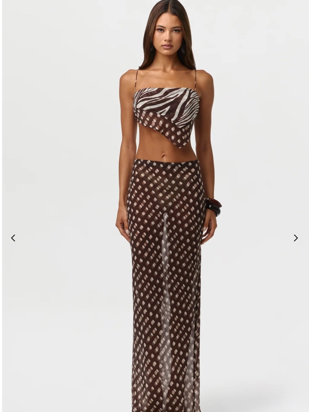 Naked Wardrobe Chiffon print maxi skirt & top